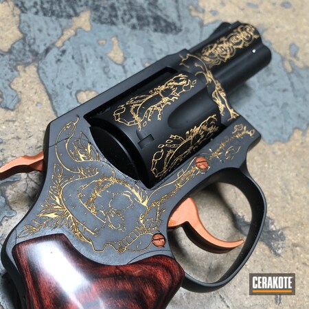 Powder Coating: COPPER SUEDE H-310,Graphite Black H-146,Smith & Wesson,S.H.O.T,Gold H-122,Revolver,Color Fill,Lady Smith,Laser Engraved,San Antonio Laser Engraving