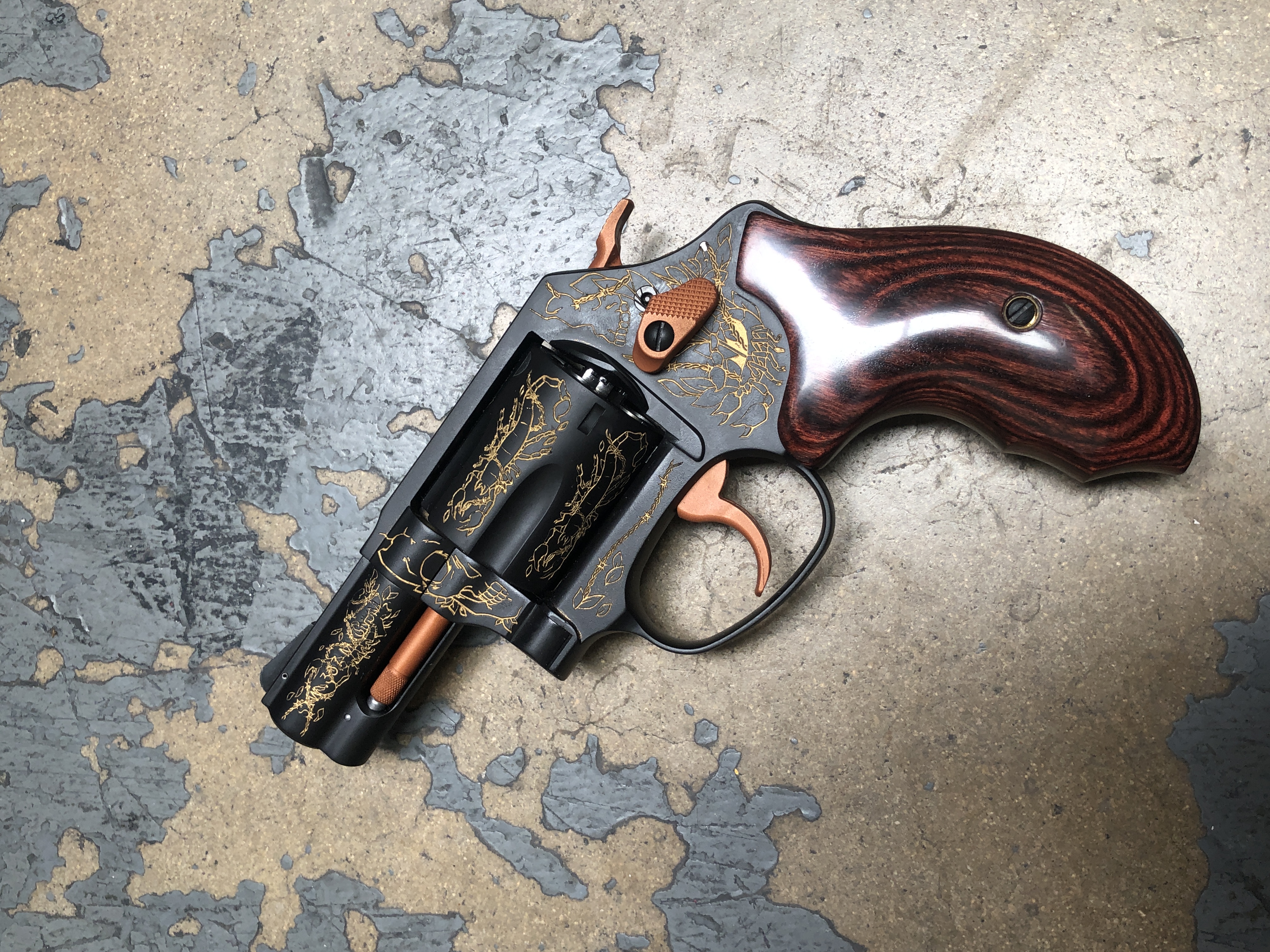 Copper Revolver Smith & Wesson Revolver Cerakoted using Copper Suede, Graphite Black ...