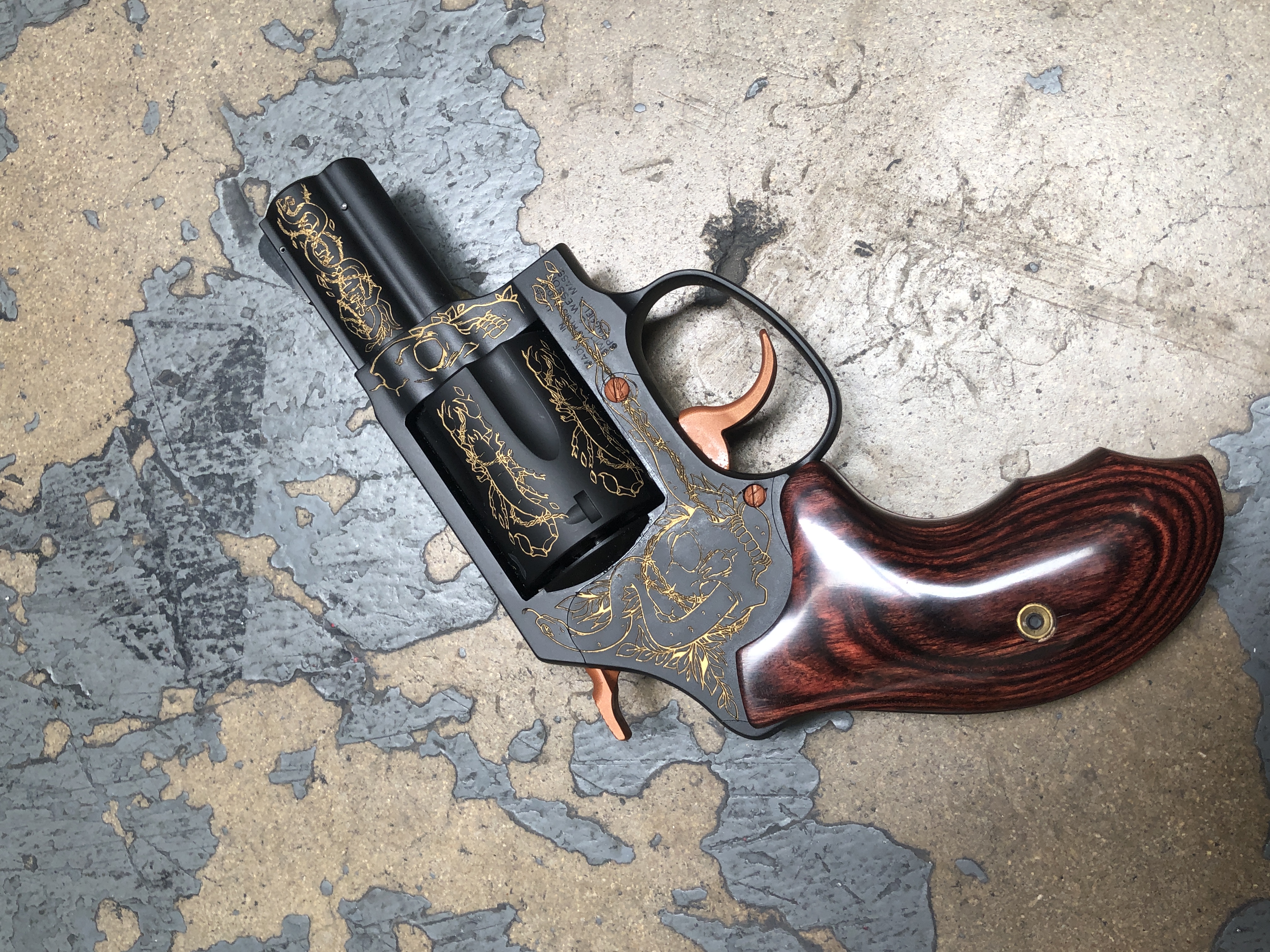 Copper Revolver Smith & Wesson Revolver Cerakoted using Copper Suede, Graphite Black ...