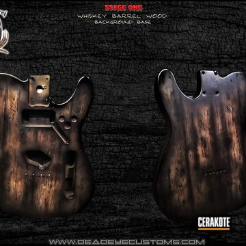Electric Guitar Body Cerakoted Using Armor Black, Gen Ii Desert Sage And Chocolate Brown