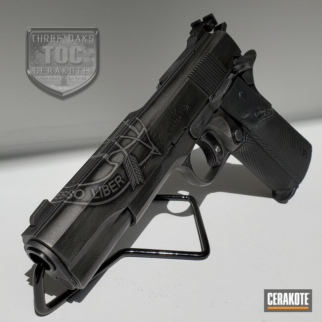 Colt 1911 Cerakoted Using Armor Black And Tactical Grey