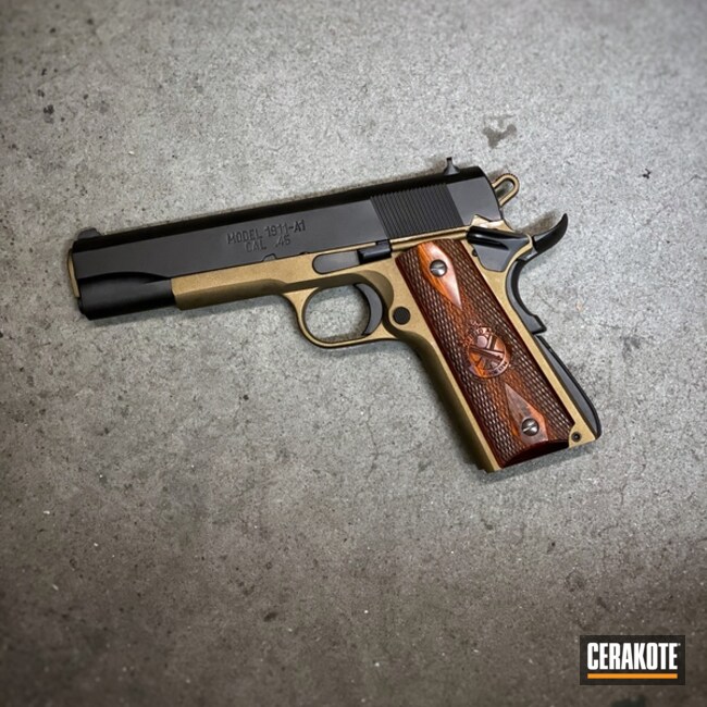 Springfield Armory 1911 Cerakoted Using Burnt Bronze And Blackout