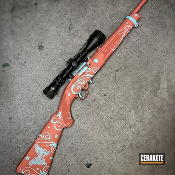 Ruger 10/22 Cerakoted Using Stormtrooper White, Robin's Egg Blue And Ruby Red