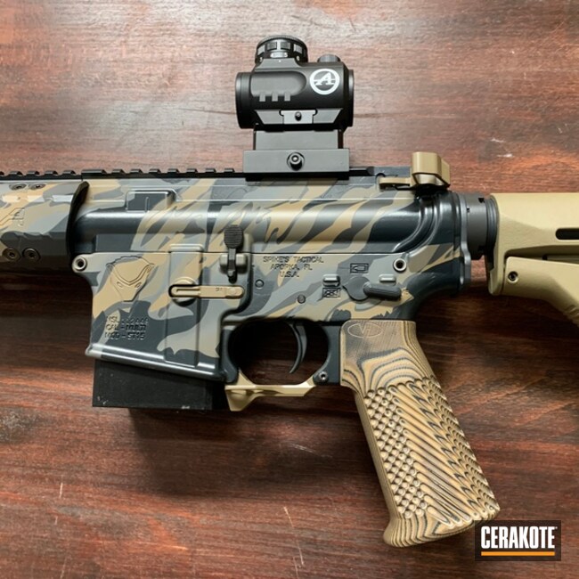 Tiger Striped Camo Spikes Tactical Ar Build Cerakoted Using Midnight, Jungle And E-190