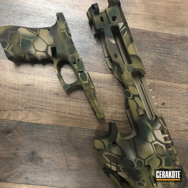 Custom Kryptek Camo Glock Frame Cerakoted Using Patriot Brown, Highland Green And Multicam® Olive