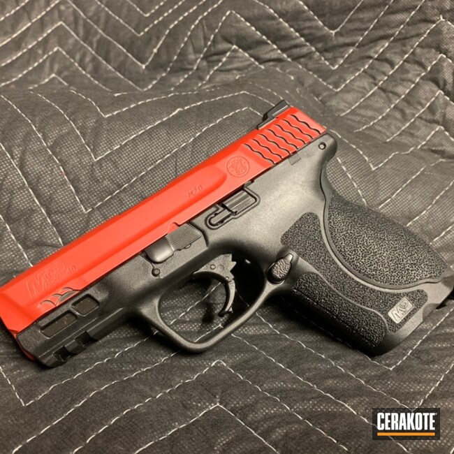 Smith & Wesson M&p 40 Cerakoted Using Habanero Red And Blackout