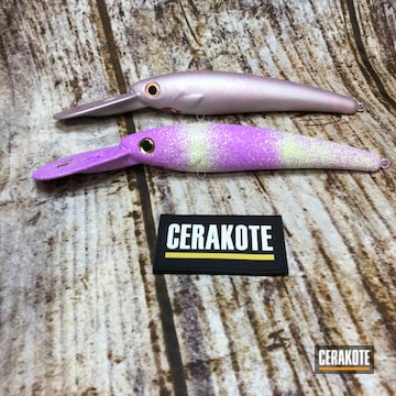 Fishing Lures Cerakoted Using Satin Aluminum, Pink Sherbet And Purplexed