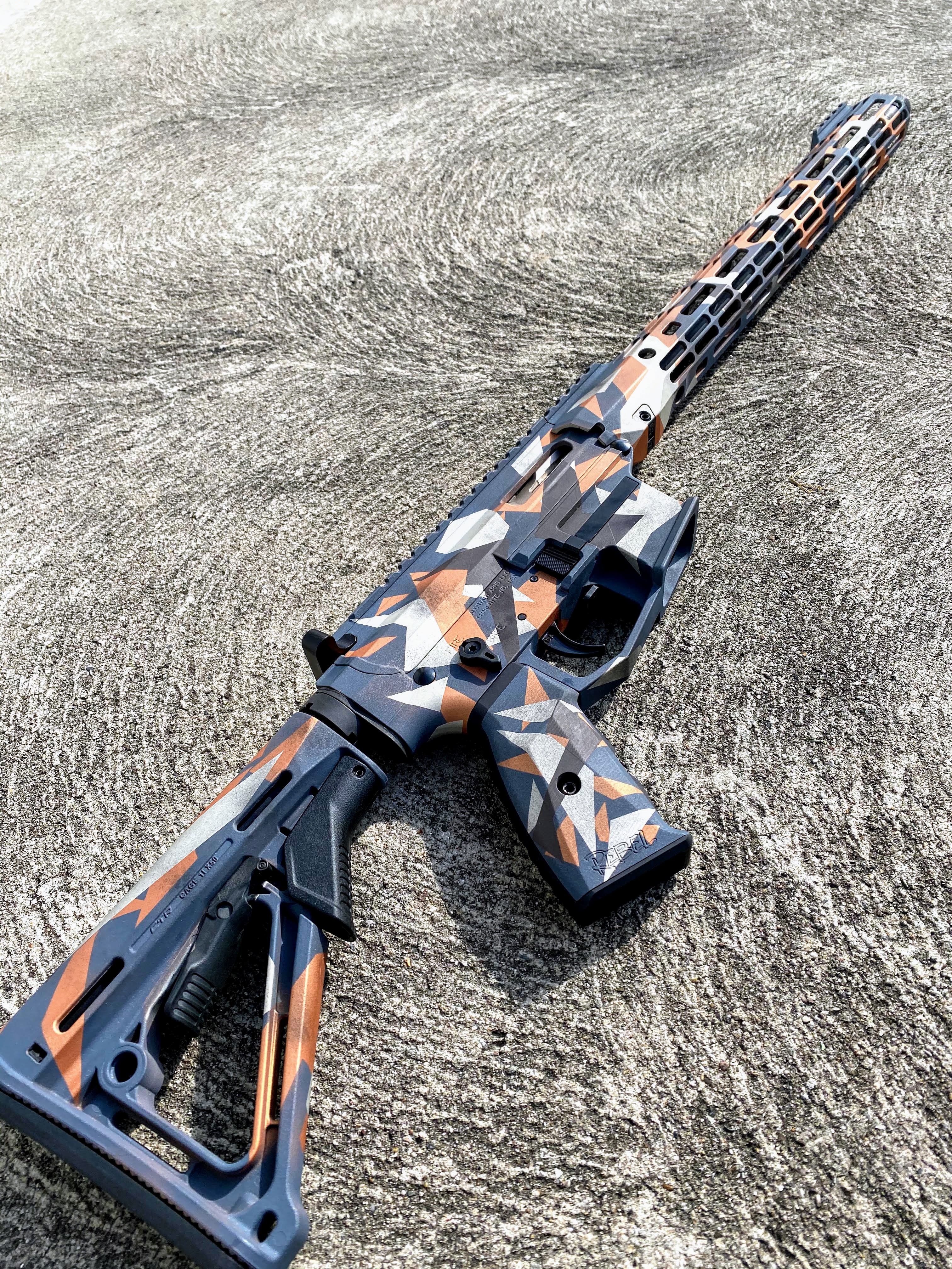 Splinter Camo Cerakoted using Vortex® Bronze, Cobalt Kinetics™ Slate ...