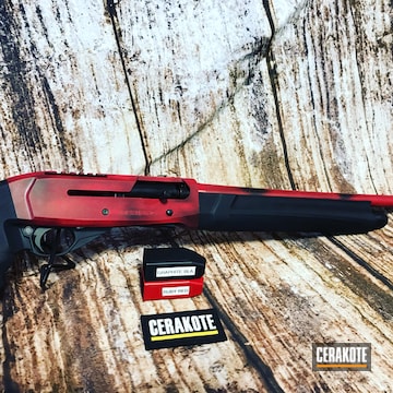 Shotgun Cerakoted Using Graphite Black And Ruby Red
