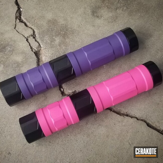 Silencer Cerakoted Using Prison Pink And Lollypop Purple