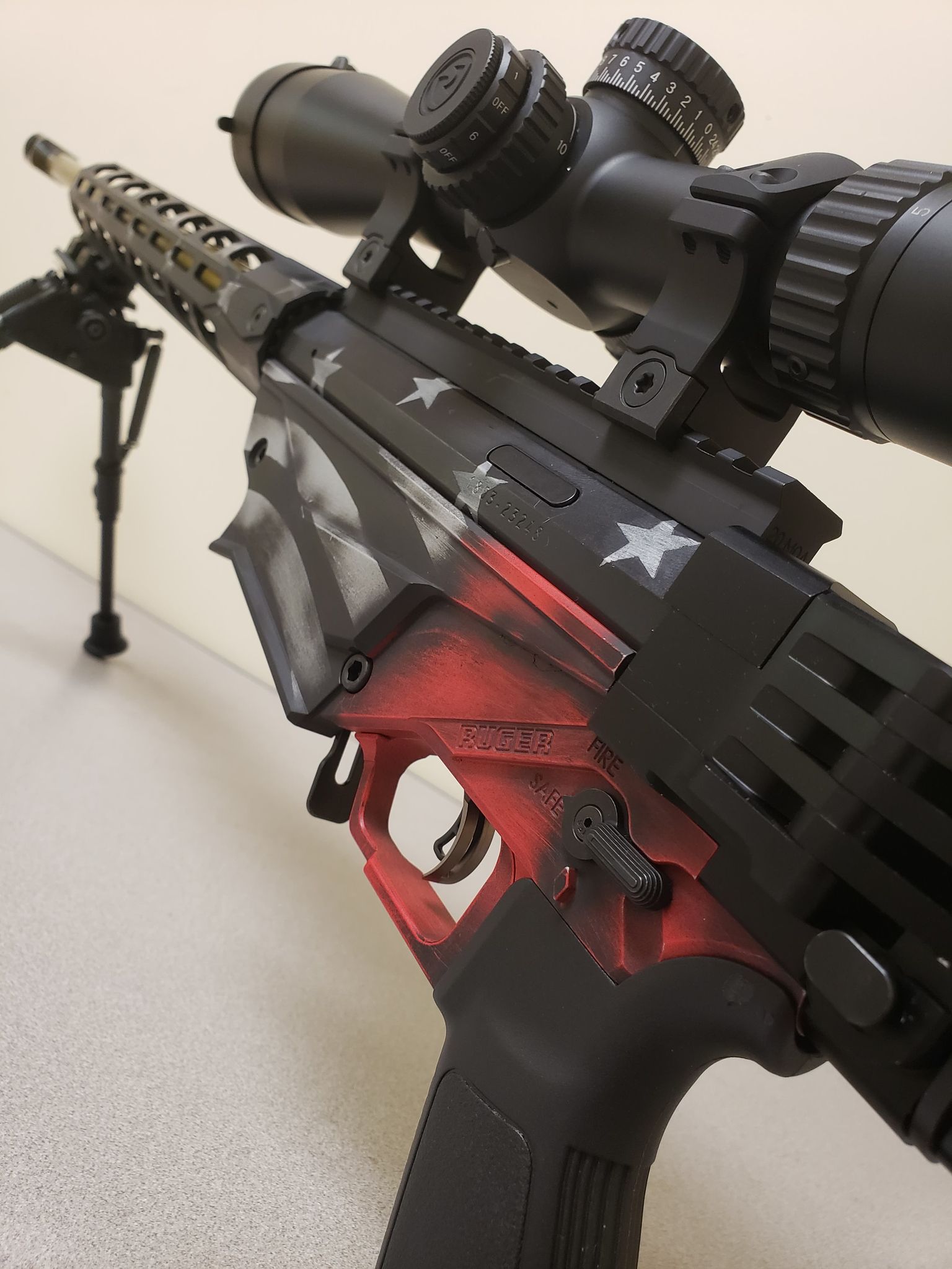 Distressed United States Flag Custom Ruger Precision Rifle Cerakoted ...