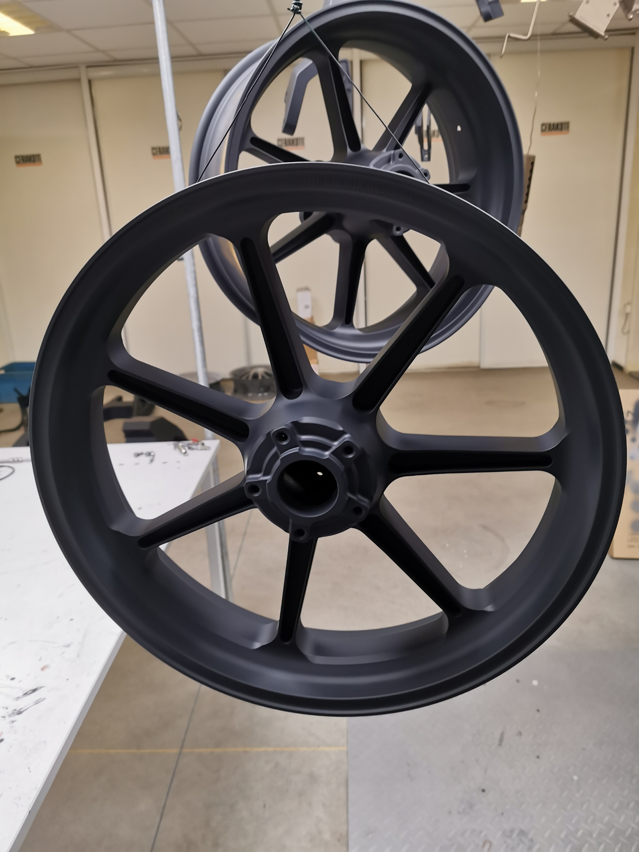 Wheels Cerakoted using Graphite Black | Cerakote
