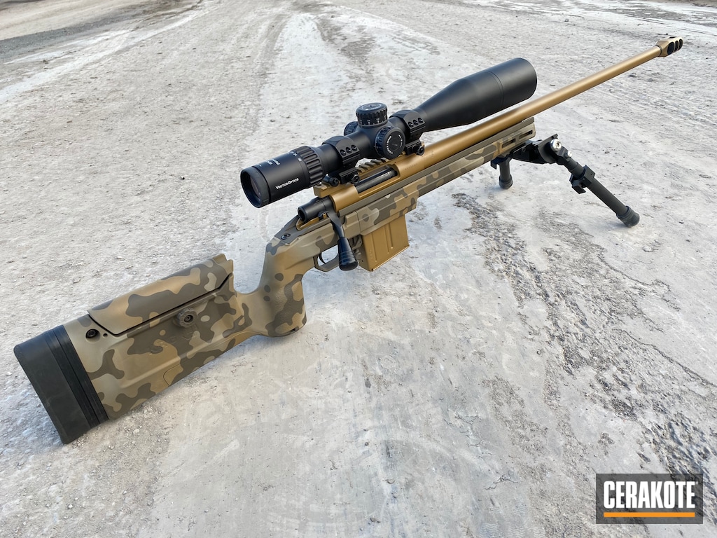 Howa Bolt Action Rifle Cerakoted Using Noveske Tiger Eye Brown Desert Sage And Patriot Brown Cerakote