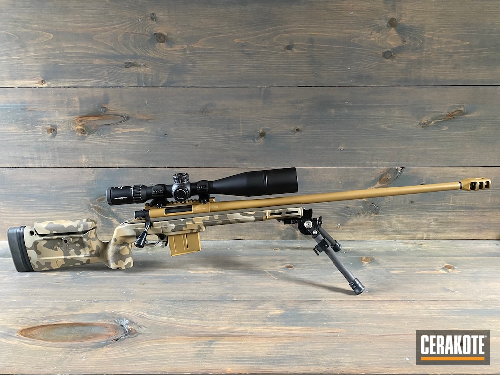 Howa Bolt Action Rifle Cerakoted Using Noveske Tiger Eye Brown Desert Sage And Patriot Brown Cerakote