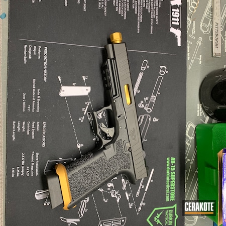 Powder Coating: 9mm,Glock,S.H.O.T,P80,Sword and Shield,Pistol,Gold H-122,Glock 34