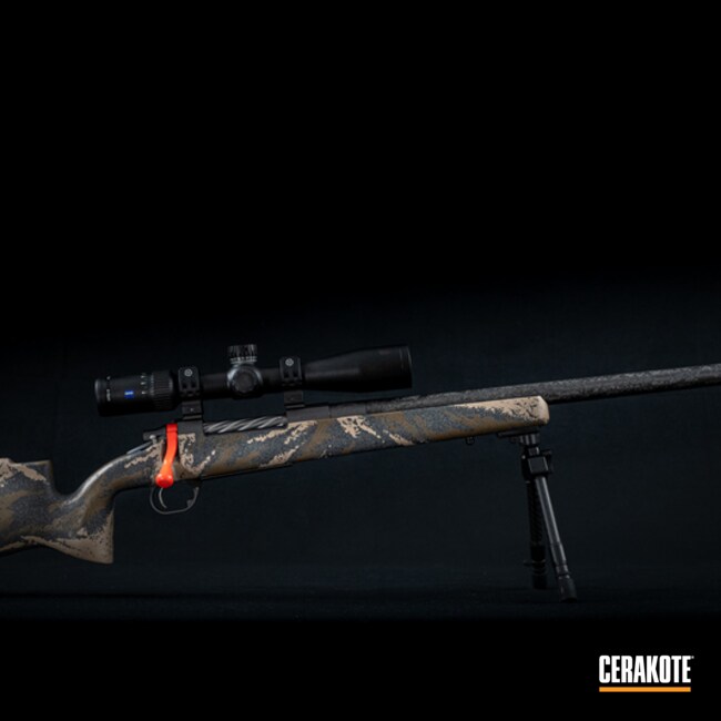 Nosler Bolt Action Rifle Cerakoted Using Hunter Orange And Cobalt