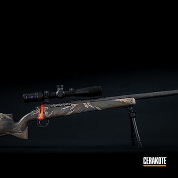Nosler Bolt Action Rifle Cerakoted Using Hunter Orange And Cobalt