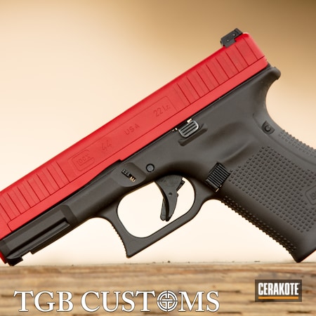 Powder Coating: Glock 44,Glock,S.H.O.T,Pistol,.22,Armor Black H-190,G44,RUBY RED H-306