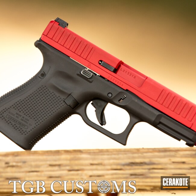 Glock 44 Cerakoted Using Armor Black And Ruby Red