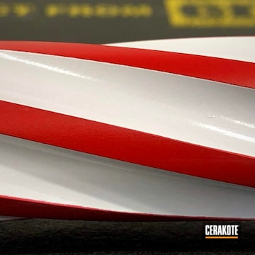 Fluted Barrel Cerakoted Using Bright White, Usmc Red And Nra Blue