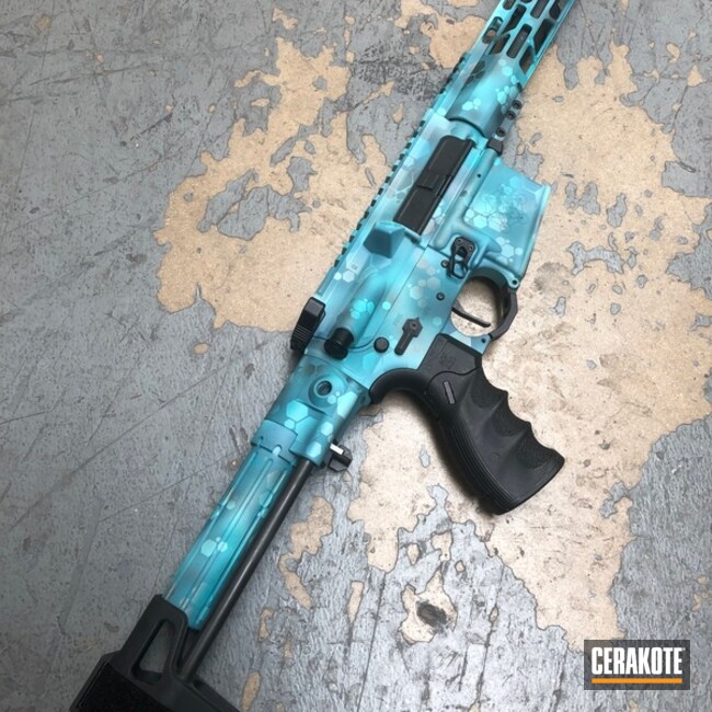 Palmetto State Armory Ar Cerakoted Using Tactical Grey, Aztec Teal And Robin's Egg Blue