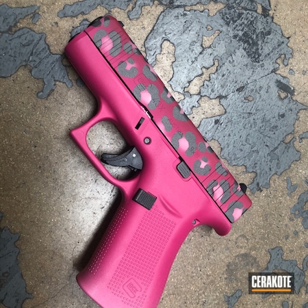 Powder Coating: Bazooka Pink H-244,S.H.O.T,SIG™ PINK H-224,Two-Color Fade,Glock 43X,Pink Cheetah,Tactical Grey H-227,Fade,Glock,Handguns,Pistol,Sedona H-333,Cheetah Print