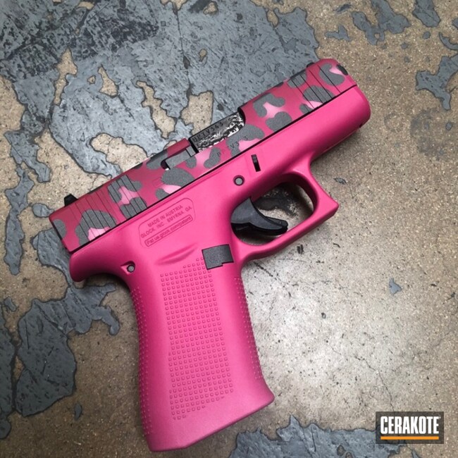 Pink Multicam Glock 43x Cerakoted Using Bazooka Pink, Sig™ Pink And Tactical Grey