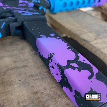 Paint Splatter Tec-9 Cerakoted Using Sig™ Pink, Blue Raspberry And Zombie Green
