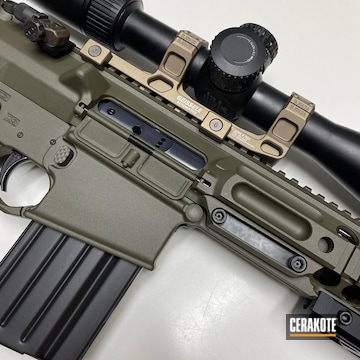 Knight's Armament Sr-25 Cerakoted Using Cobalt Kinetics™ Green, Micro Slick Dry Film Lubricant Coating (air Cure) And Graphite Black