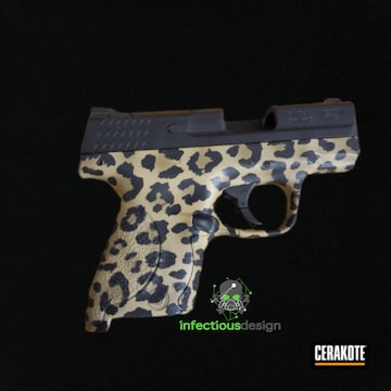 Leopard Print Smith & Wesson M&p Shield Cerakoted Using Coyote Tan And Graphite Black