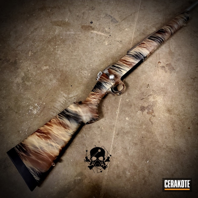 Custom Camo Kimber Rifle Cerakoted Using Multicam® Dark Brown, Desert Sand And Graphite Black