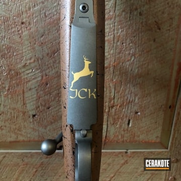Bolt Action Rifle Cerakoted Using Tungsten And Gold