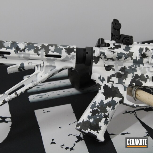 Digital Camo Ar Build Cerakoted Using Armor Black, Snow White And Frost