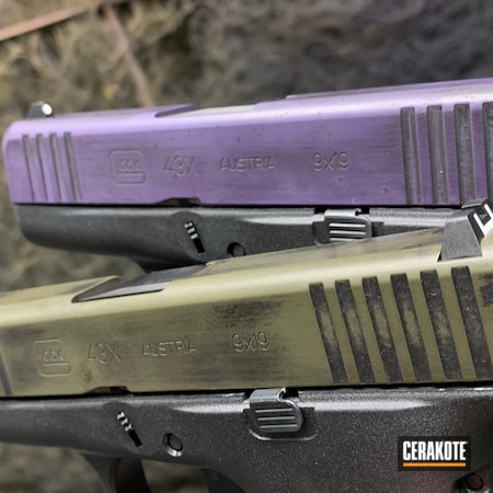 Powder Coating: Glock 43,Graphite Black H-146,S.H.O.T,His and Hers,Bright Purple H-217,O.D. Green H-236,Battleworn