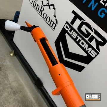 Bolt Action Receiver Cerakoted Using Hunter Orange, Bright White And Graphite Black
