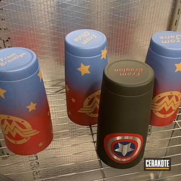 Custom Avengers Tumblers Cerakoted Using Usmc Red, Magpul® O.d. Green And Gold