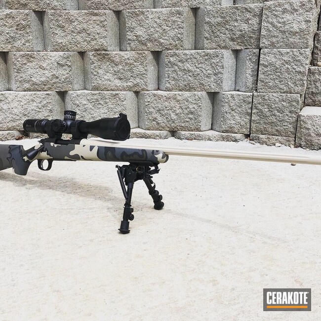 Custom Multicam Long Range Rifle Cerakoted Using Desert Sand, Mcmillan® Tan And Graphite Black