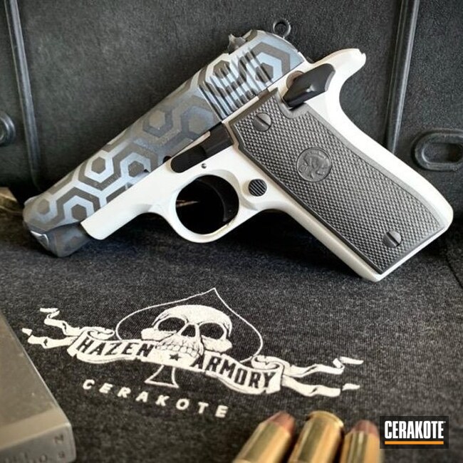 Colt Pistol Cerakoted Using Stormtrooper White, Sniper Grey And Graphite Black