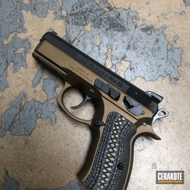 Cz P-01 Pistol Cerakoted Using Graphite Black And Burnt Bronze