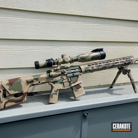 Powder Coating: Completely Coated,S.H.O.T,Aero Precision,DESERT SAND H-199,DCU Camo,Desert Camo,.223 Wylde,Scope,Forest Green H-248,Full Cerkote Job,Firearms,Tactical Rifle,Patriot Brown H-226
