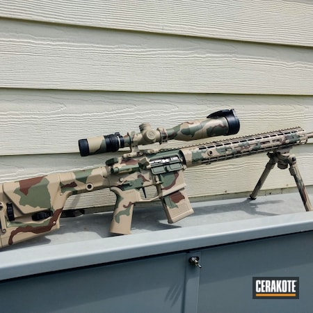 Powder Coating: Completely Coated,S.H.O.T,Aero Precision,DESERT SAND H-199,DCU Camo,Desert Camo,.223 Wylde,Scope,Forest Green H-248,Full Cerkote Job,Firearms,Tactical Rifle,Patriot Brown H-226