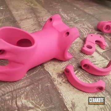 Bicycle Parts Cerakoted Using Prison Pink