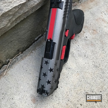 Smith & Wesson M&p Cerakoted Using Graphite Black, Tungsten And Ruby Red