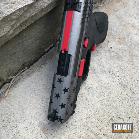 Powder Coating: Slide,Graphite Black H-146,Smith & Wesson,M&P Shield,S.H.O.T,Pistol,Firefighter,RUBY RED H-306,American Flag,Tungsten H-237,Shield,Fireman