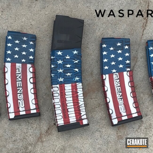 American Flag Themed Mags Cerakoted Using Bright White, Sky Blue And Graphite Black