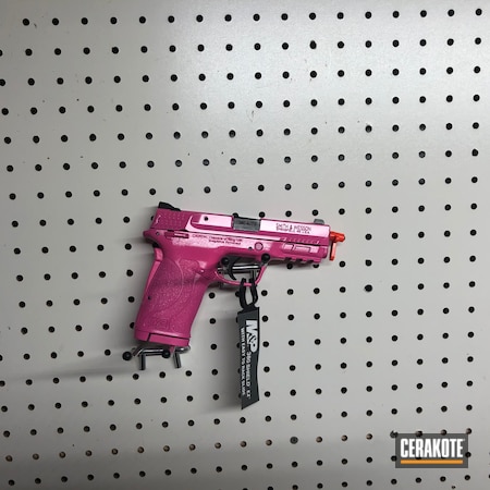 Powder Coating: Smith & Wesson,M&P Shield,S.H.O.T,Pistol,.380,HIGH GLOSS CERAMIC CLEAR MC-160,Prison Pink H-141