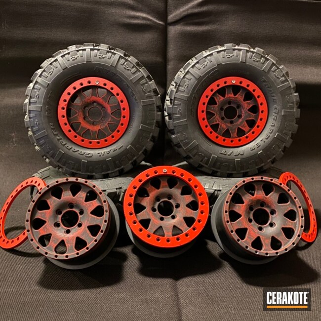 Rc Truck Wheels Cerakoted Using Armor Black And Usmc Red