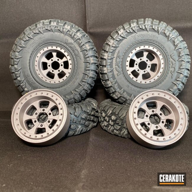 Rc Car Wheels Cerakoted Using Satin Aluminum, Kel-tec® Navy Blue And Usmc Red