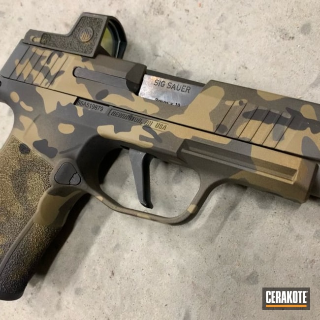 Custom Camo Glock 23 Cerakoted using Patriot Brown, Tactical Grey and Coyote  Tan