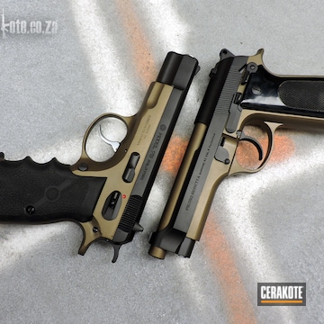 Cz 75 And Beretta 92 Cerakoted Using Graphite Black, Matte Armor Clear And Burnt Bronze